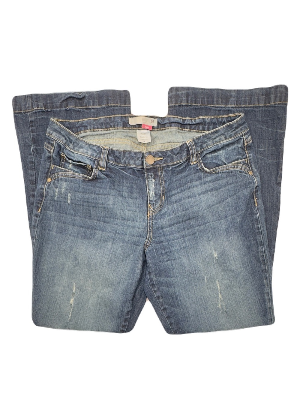 Route 66 Women’s Flare Leg Jeans - Medium Wash, Distressed - Size 16